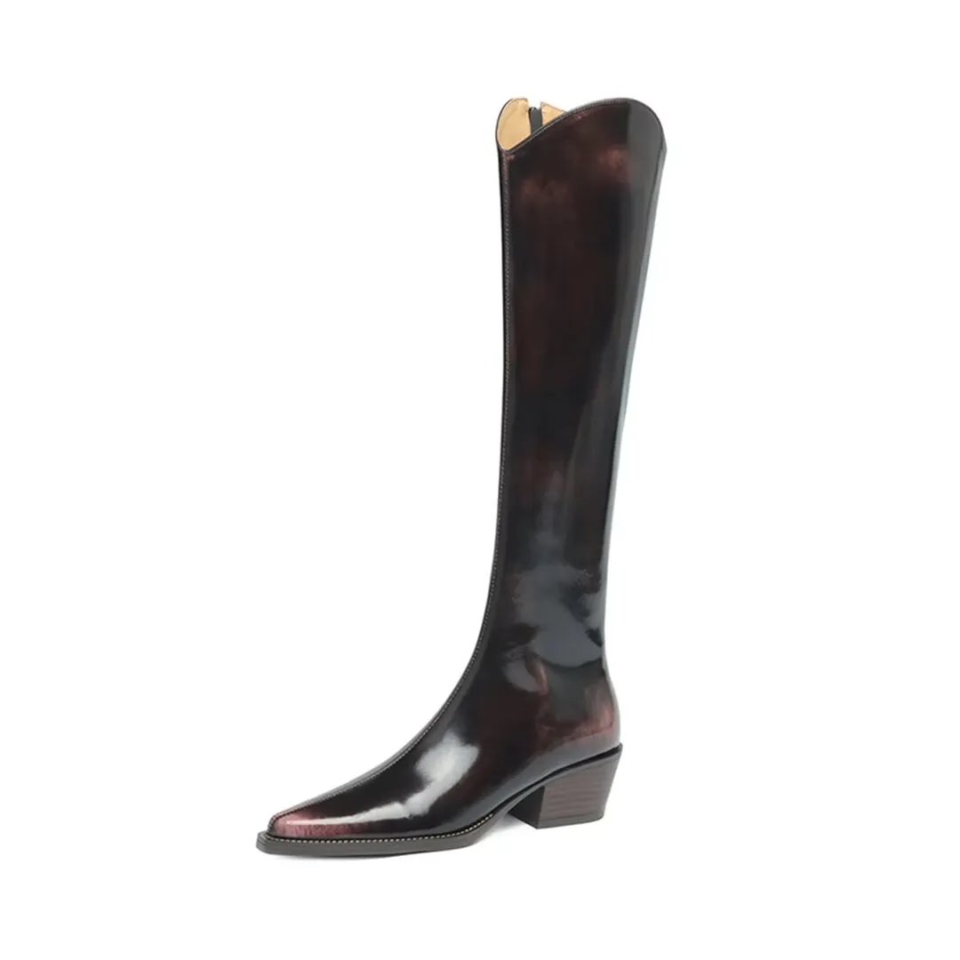 Sleek Long Leather Fashion Boots