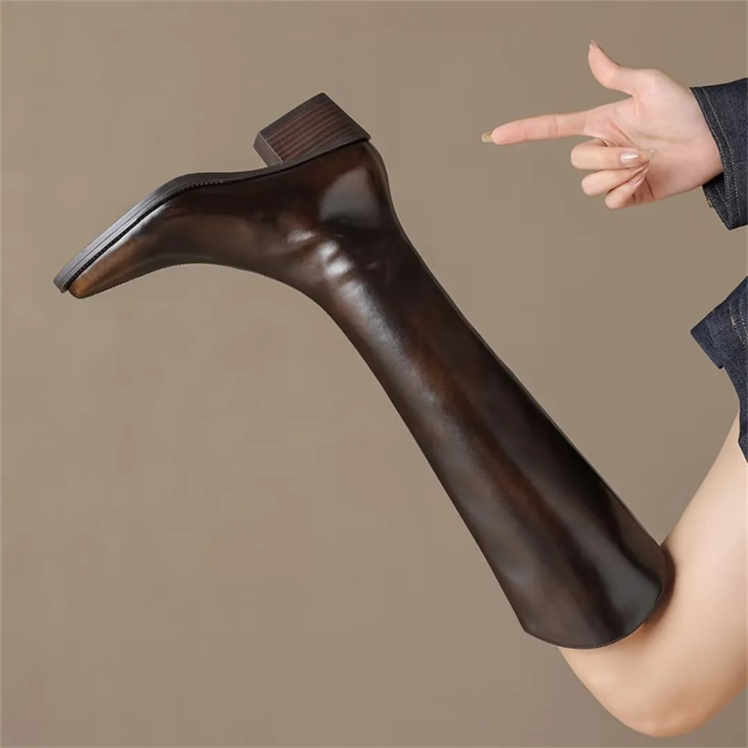 Sleek Long Leather Fashion Boots