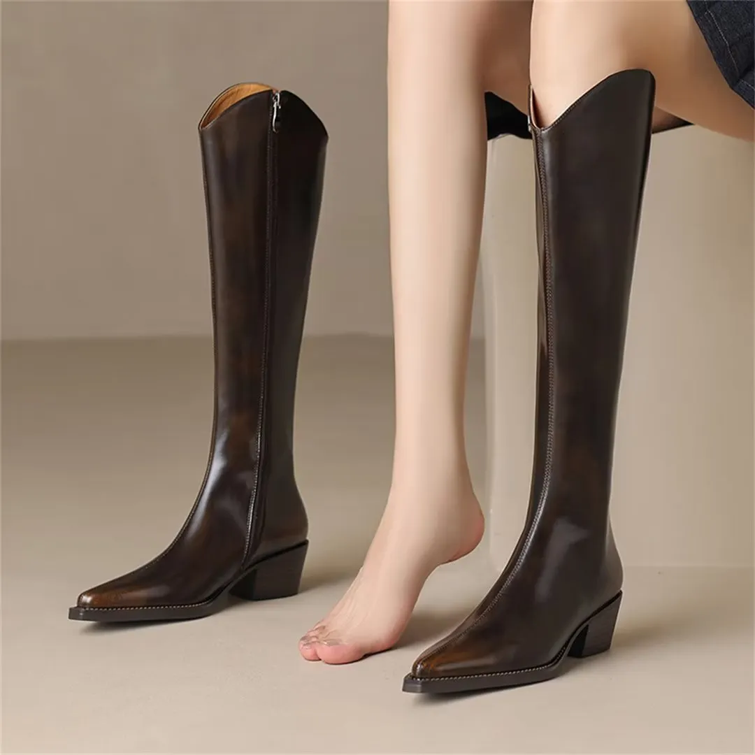 Sleek Long Leather Fashion Boots