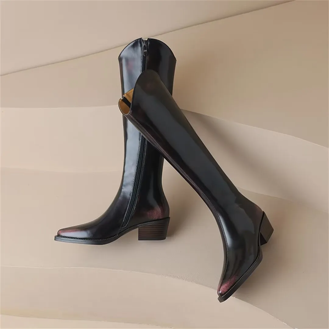 Sleek Long Leather Fashion Boots