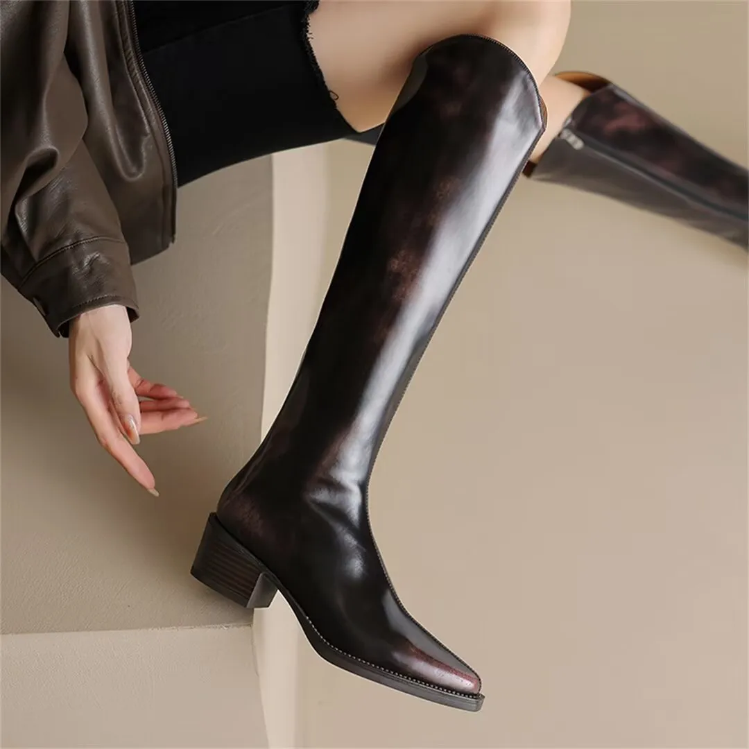 Sleek Long Leather Fashion Boots