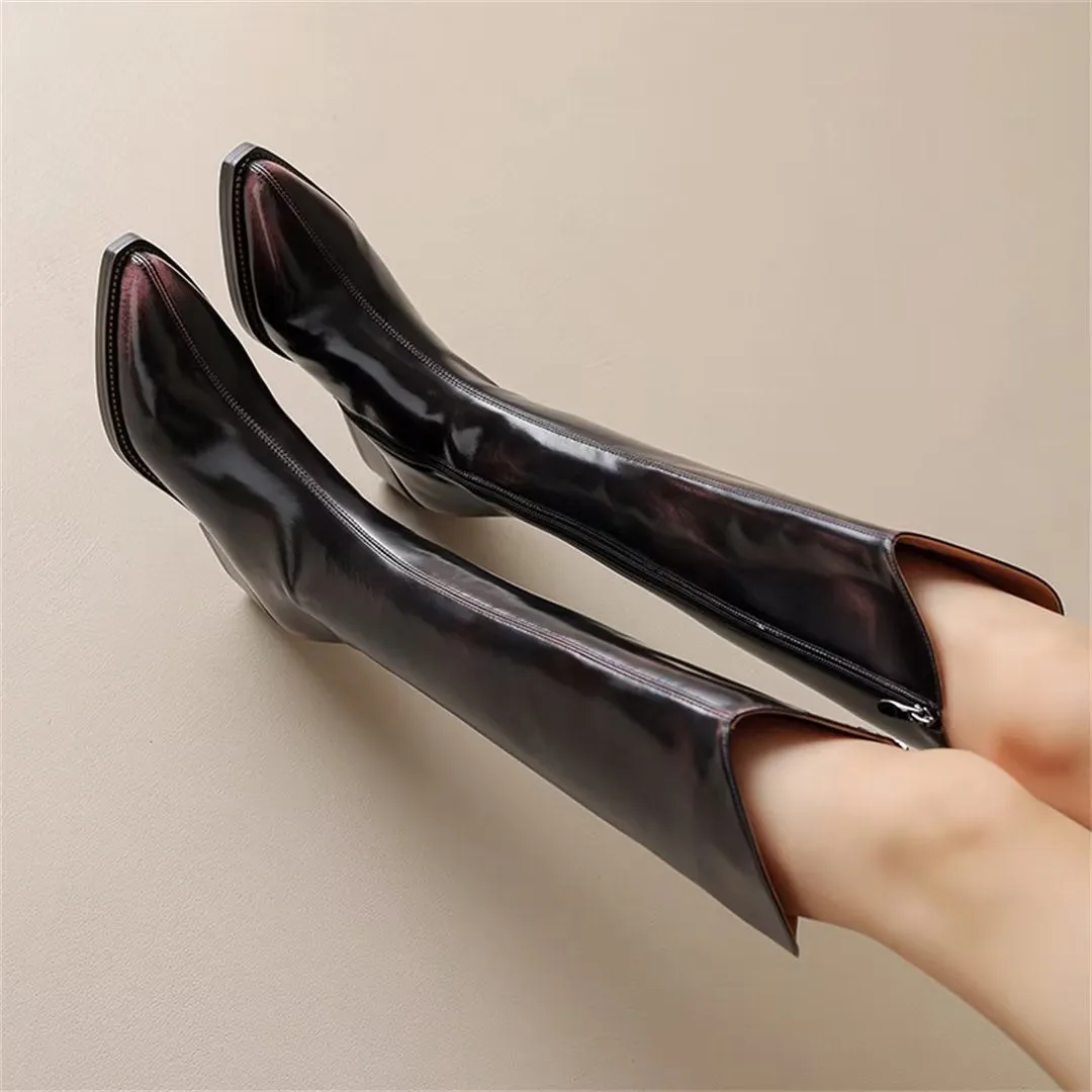 Sleek Long Leather Fashion Boots