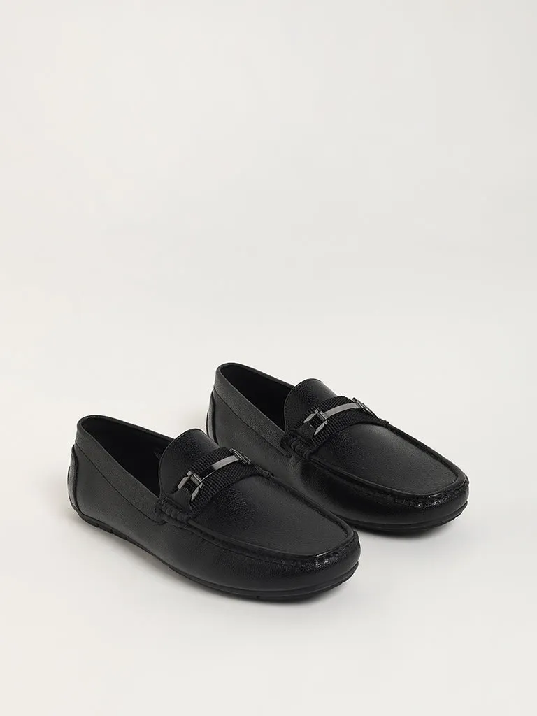 SOLEPLAY Black Metallic Buckle Loafers