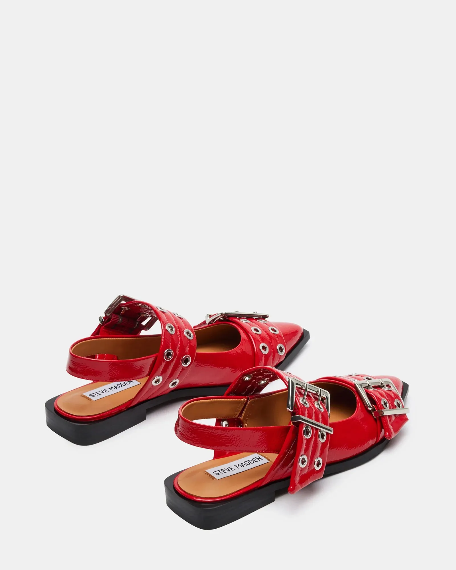 Steve Madden Graya Slingblack Flats Red Patent