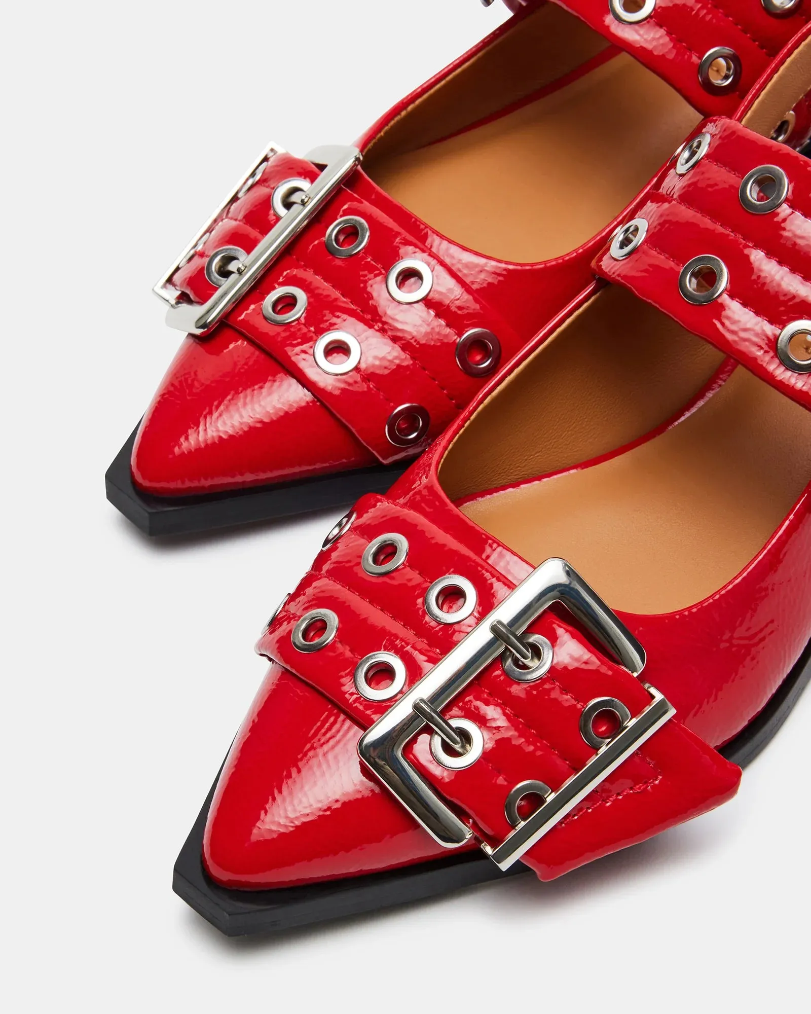 Steve Madden Graya Slingblack Flats Red Patent