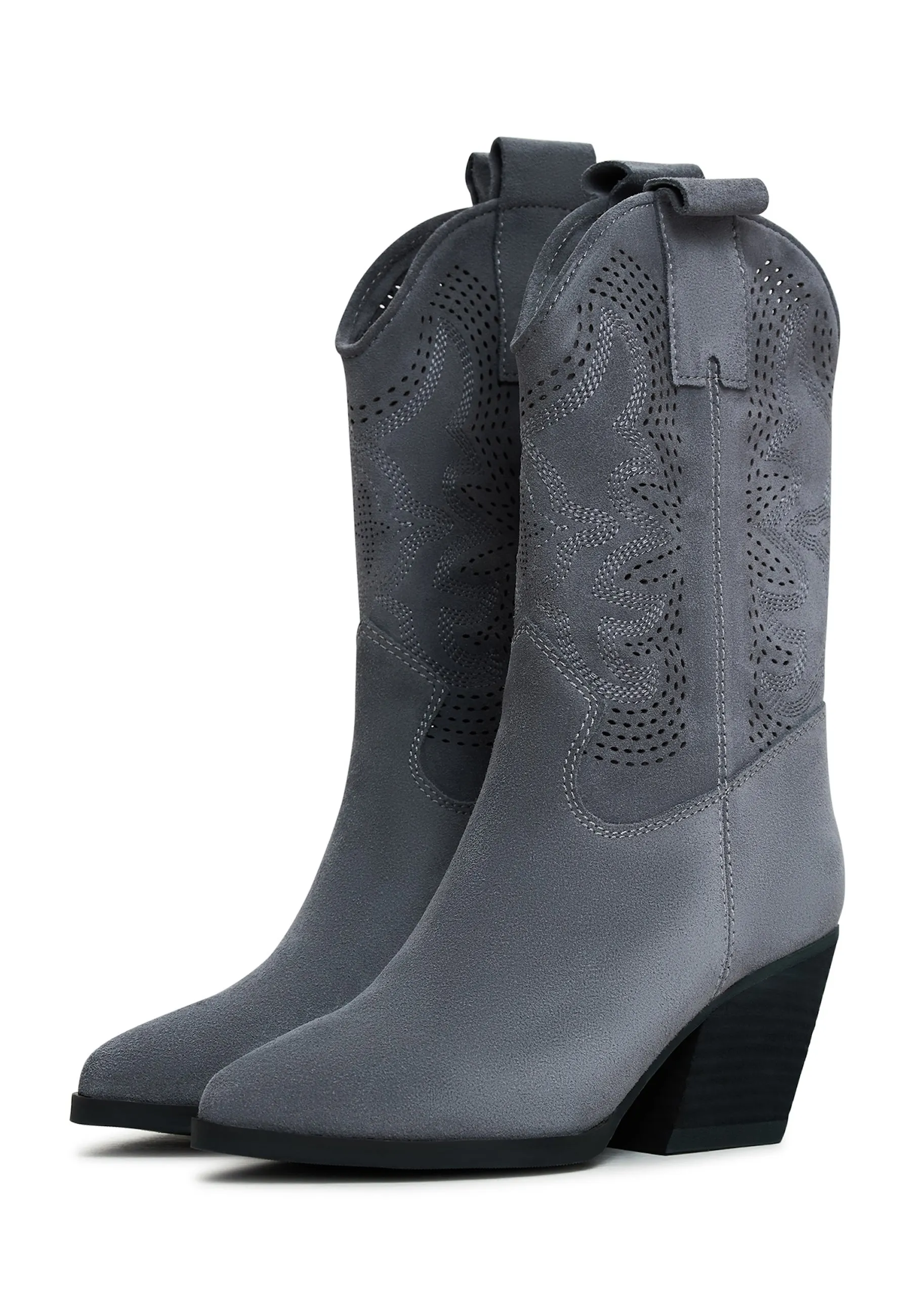 Suede Cowboy Boots Elena - Grey