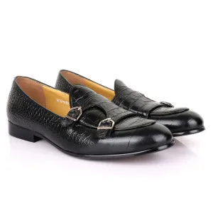 Terry Taylors Croc Double Monk Strap Black Formal Shoe