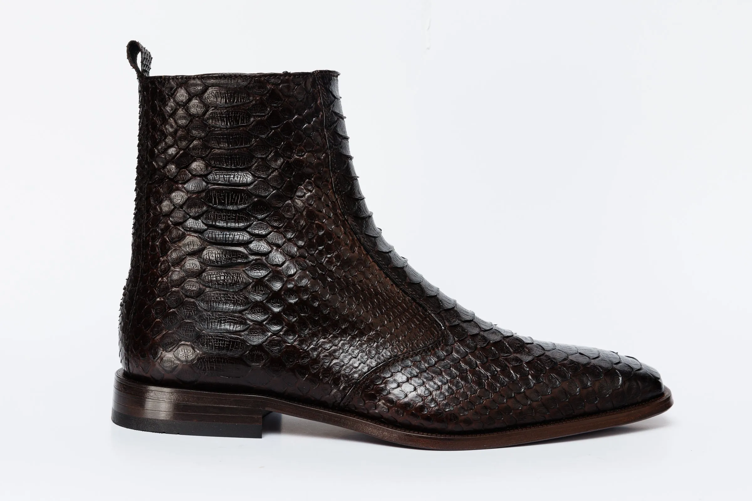 The Boss Brown Pythn Snk Zip-Up Leather Men Boot Limited Edition