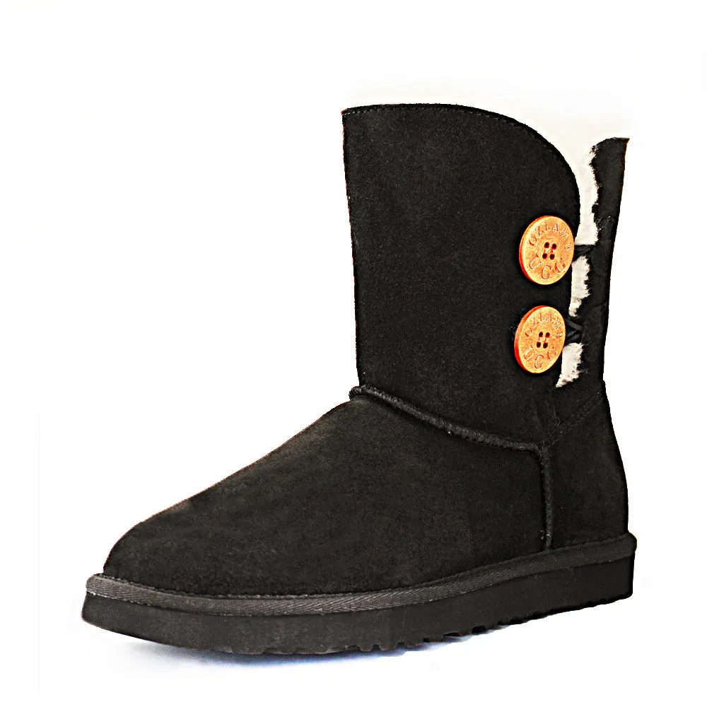 Two Button Ugg Boot - Black