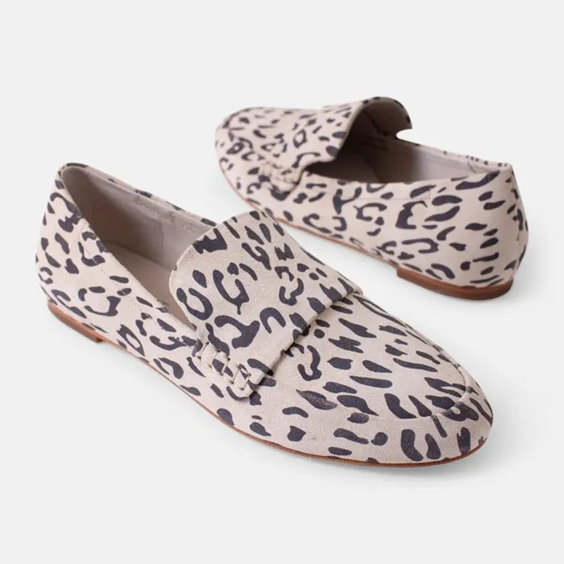 Walnut - Dutch Suede Loafer - Vanilla Leopard