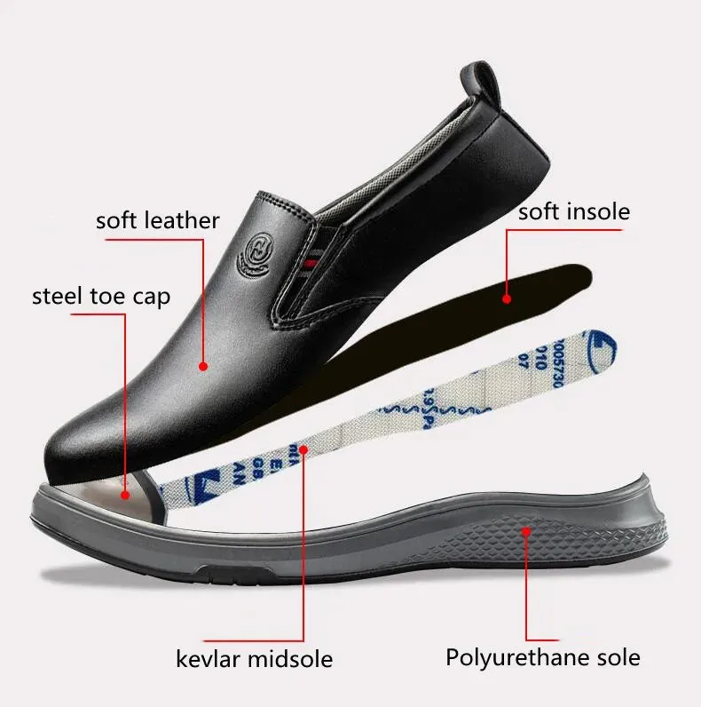 Yogi Black Pro Anti-static Work Safety Loafers Steel Toe Shoes